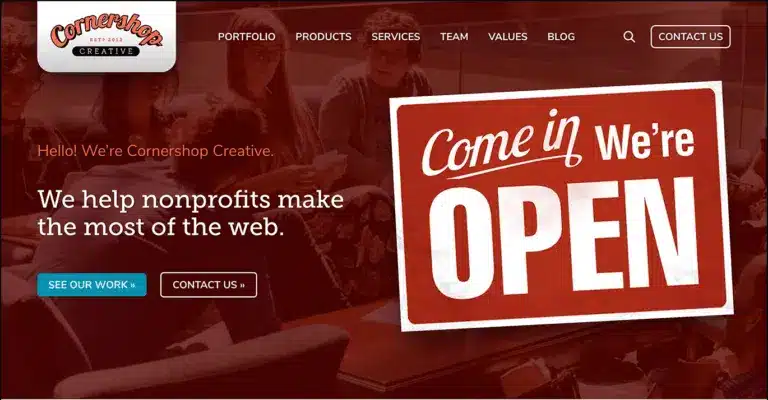 Screenshot of the Cornershop Creative website