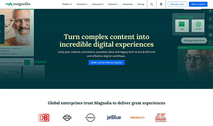 Screenshot of the nonprofit website builder Magnolia